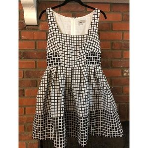ASOS Black & White Square Mod Fit & Flare Dress